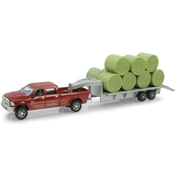 ERTL Dodge Pickup with Diecast Trailer and Bales, 1:64-Scale ZFN14855