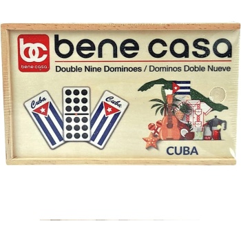 Bene Casa - Cuban Flag Double Nines Dominoes Set - 2-10 Players - Wooden Box