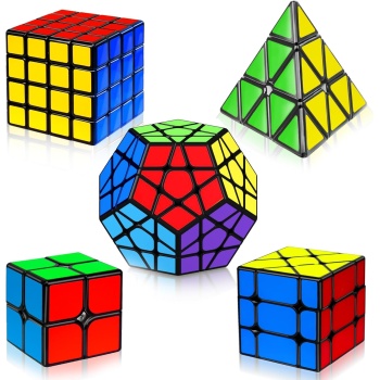 5 Pack Speed Cube Set, Magic Cube Set Includes Speed Cube 2x2, 3x3, 4x4 Speed