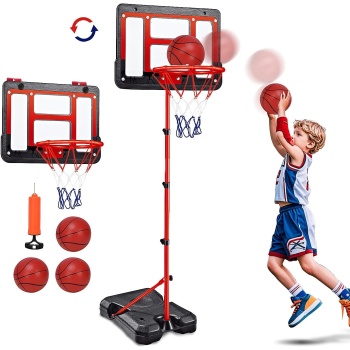 Kids Basketball Hoop Indoor Outdoor, 2In1 Toddler Basketball Hoop for Boy Girl