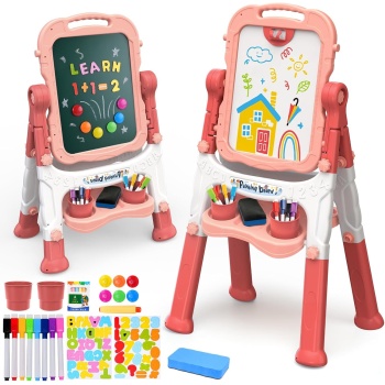 Easel for Kids, Kids Easel, Double-Sided Art Easel for Kid 3-4, Chalk Board Kid