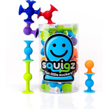 Fat Brain Toys Squigz Starter Set, 24 Piece Suction Toys, Suction Bath Toys