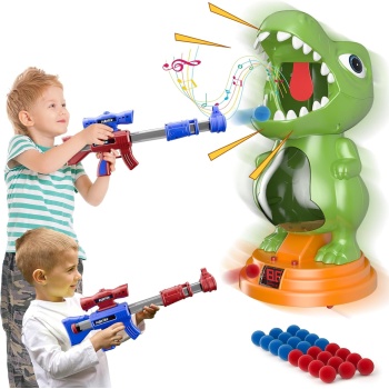 Movable Dinosaur Shooting Toys for Kids 5-7 with 2 Air Pump Gun, Target Shooting