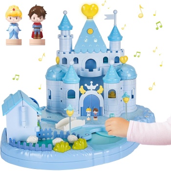 Dream Princess Castle Playset with 2 Magnetic Control Movable Little People Toys