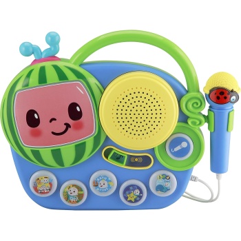 eKids Auxiliary Cocomelon Toy Singalong Boombox with Microphone for Toddlers