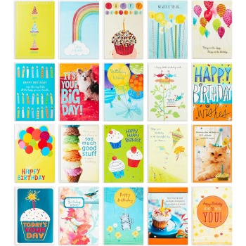 Hallmark Birthday Cards Assortment, 20 Cards with Envelopes