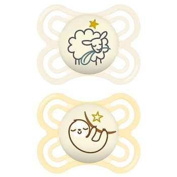 MAM Perfect Night Baby Pacifier, Patented Nipple, Glows in The Dark, 2 Pack