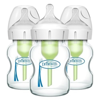 Dr. Brown's Natural Flow Anti-Colic Options+ Wide-Neck Glass Baby Bottles