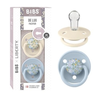 BIBS De Lux Liberty Soother 2-Pack, BPA Free Dummy Pacifier, Round Nipple