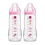 MAM Easy Active Baby Bottles 11oz, Fast Flow Skinsoft Silicone Nipple