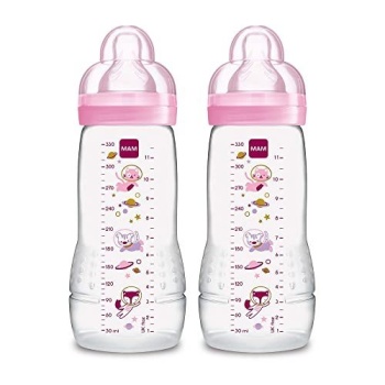 MAM Easy Active Baby Bottles 11oz, Fast Flow Skinsoft Silicone Nipple