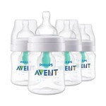 Philips Avent Anti-Colic Bottle with AirFree Vent, 4oz, with Flow 1 Nipples