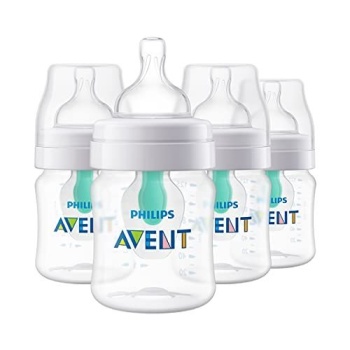 Philips Avent Anti-Colic Bottle with AirFree Vent, 4oz, with Flow 1 Nipples
