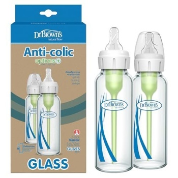 Dr. Brown's Natural Flow Anti-Colic Options+ Narrow Glass Baby Bottle